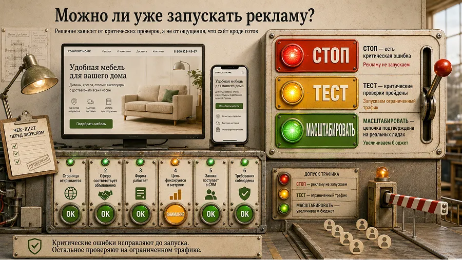 Какие ошибки блокируют запуск рекламы, а какие можно проверять на трафике